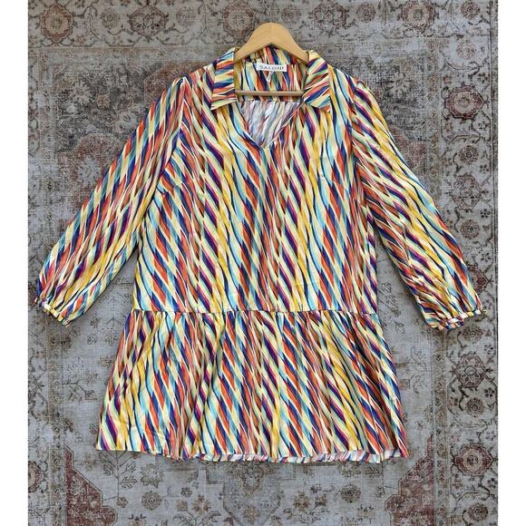 Saloni Jas 100% Silk Long Sleeve Mini Dress Womens Size UK 10 US 6 - Picture 2 of 10